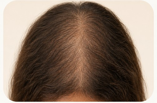 Exemplo educativo de queda difusa de cabelo